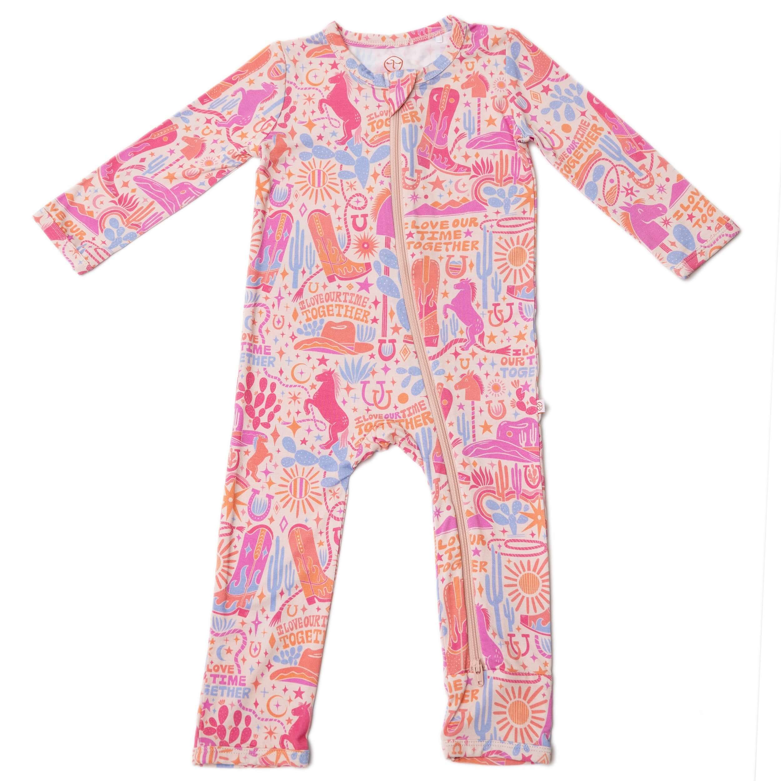Saddle Up | Bamboo Footless Onesie Romper | "I Love Our Time Together" | Milk & Baby
