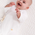 White Pointelle Baby Kimono Onesie | Milk & Baby