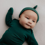 Forest Green Knotted Newborn Baby Gown