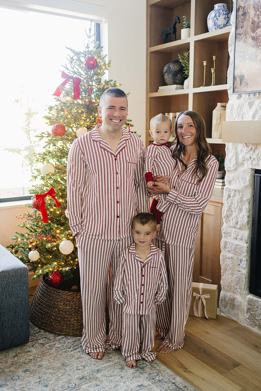 Adult Red Stripe Lounge Set | Celebrate in style with our cozy Adult Red Stripe Lounge Set. Perfect for family photos or relaxing evenings. Get your Family Pajamas today! | Milk & Baby