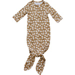 Mustard Floral Bamboo Knot Gown | Milk & Baby
