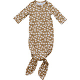 Mustard Floral Bamboo Knot Gown | Milk & Baby