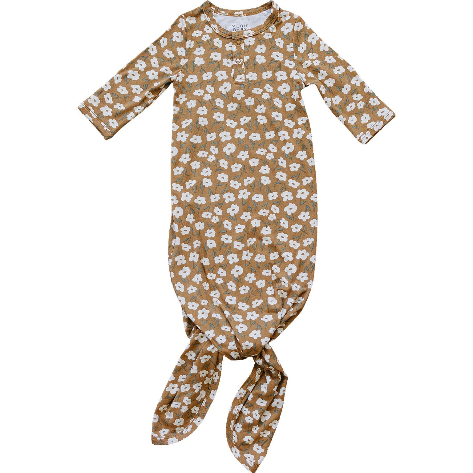 Mustard Floral Bamboo Knot Gown | Milk & Baby