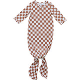 Rust Checkered Bamboo Knot Gown | Milk & Baby
