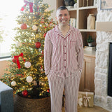 Adult Red Stripe Lounge Set | Celebrate in style with our cozy Adult Red Stripe Lounge Set. Perfect for family photos or relaxing evenings. Get your Family Pajamas today! | Milk & Baby