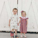 Flag Smocked Plaid Dress