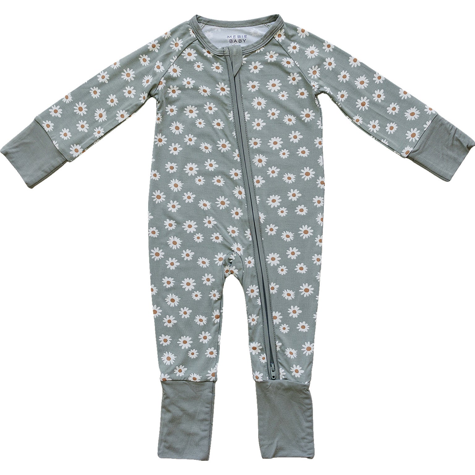 Light Green Daisy Bamboo Zipper | Milk & Baby