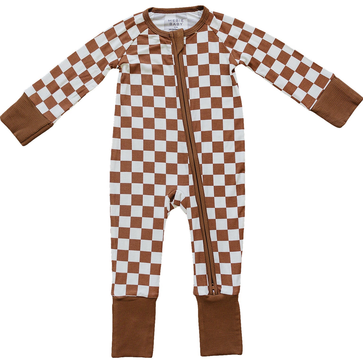 Rust Checkered Ribbed Bamboo Zipper | Milk & Baby
