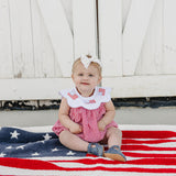 Gingham Flag Smocked Bubble Romper