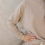 Relaxed fit detail of Women's Striped Loungewear Set showcasing soft stripes and cozy style.