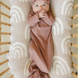 Dusty Rose Organic Cotton Ribbed Knot Gown