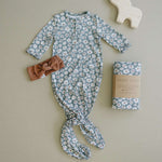 Dark Green Daisy Bamboo Knot Gown | Milk & Baby