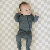 Charcoal Organic Cotton Ribbed Zipper