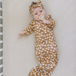 Mustard Floral Bamboo Knot Gown | Milk & Baby