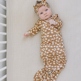 Mustard Floral Bamboo Head Wrap