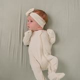 Cream Ribbed Bamboo Zipper