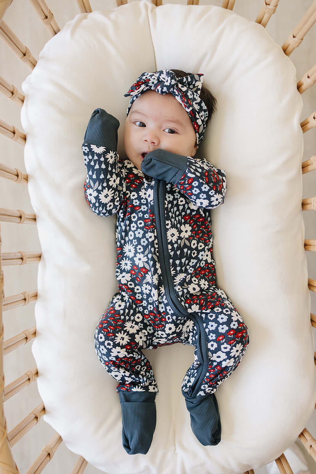 Americana Floral Ribbed Bamboo Head Wrap | Milk & Baby