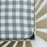 Dusty Blue Gingham Muslin Crib Sheet | Milk & Baby