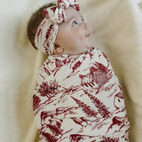 Holiday Toile Ribbed Bamboo Head Wrap