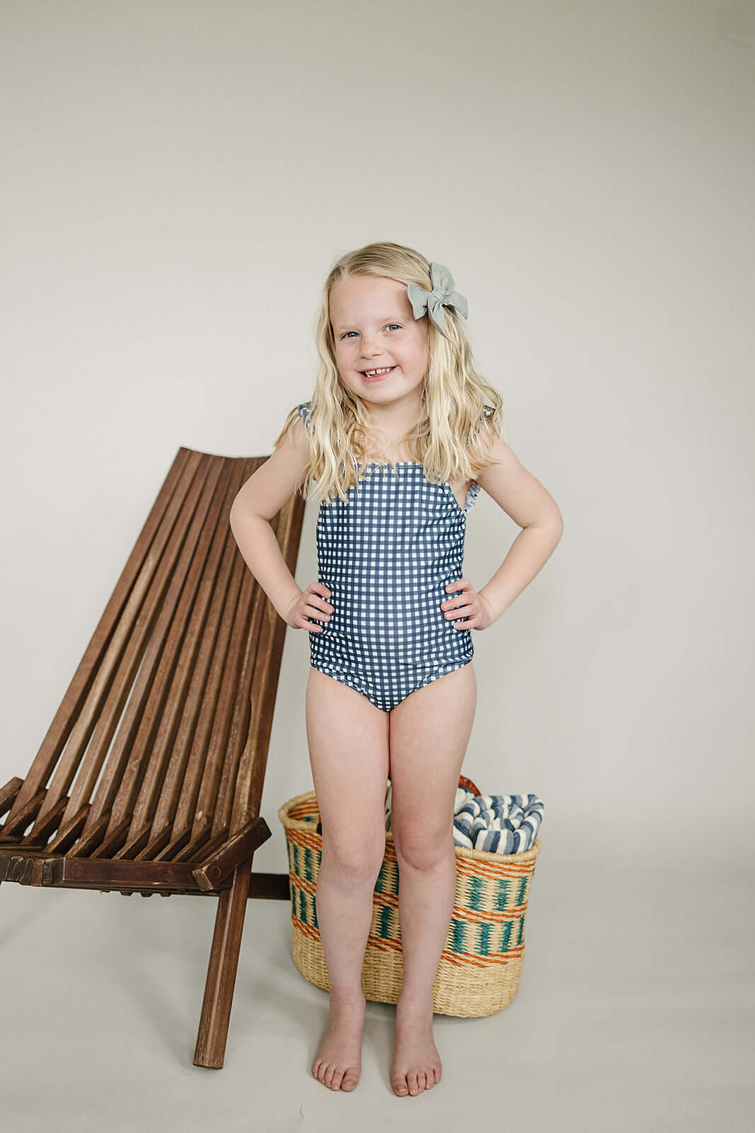 Navy Gingham One-Piece | Milk & Baby