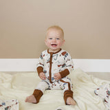 Construction Trucks Ribbed Bamboo Zipper | Milk & Baby