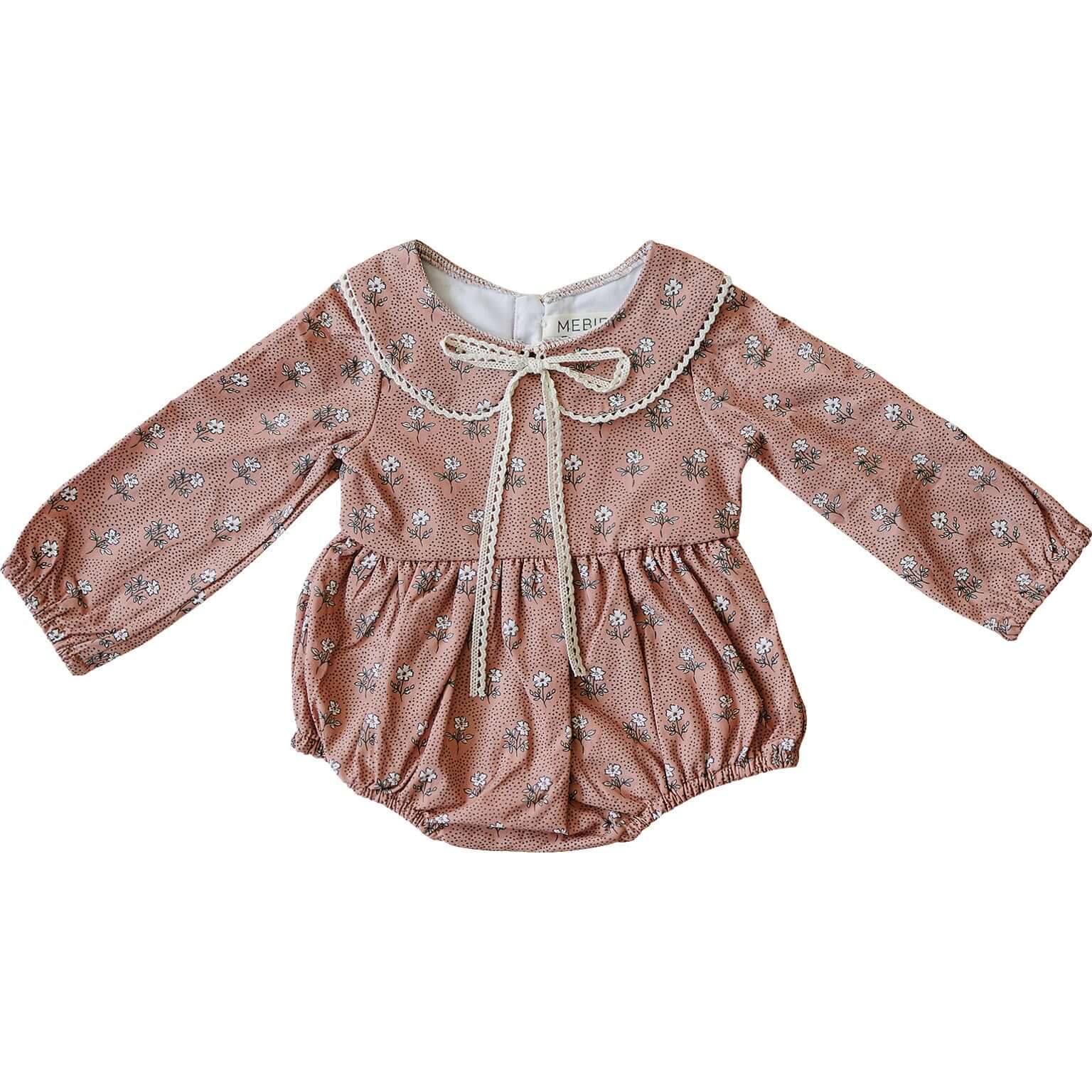 Vintage Pink Floral Bubble Romper | Milk & Baby