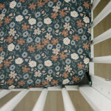 Midnight Floral Muslin Crib Sheet | Milk & Baby