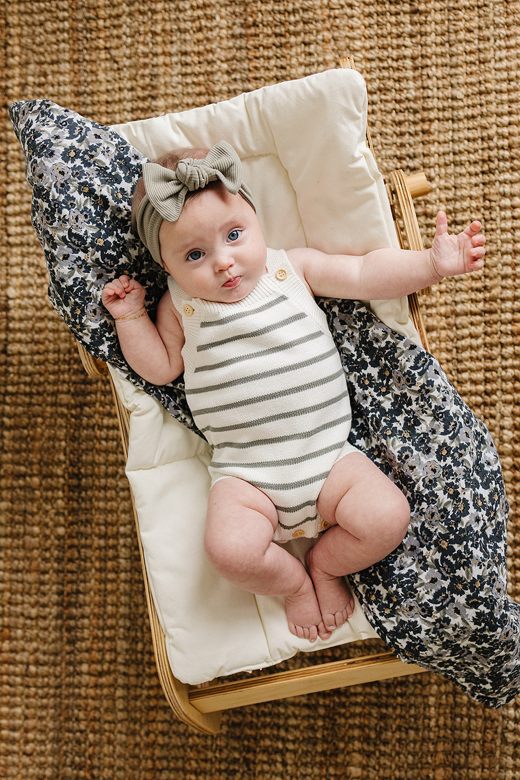 Sage Stripe Knit Bubble Romper | Milk & Baby