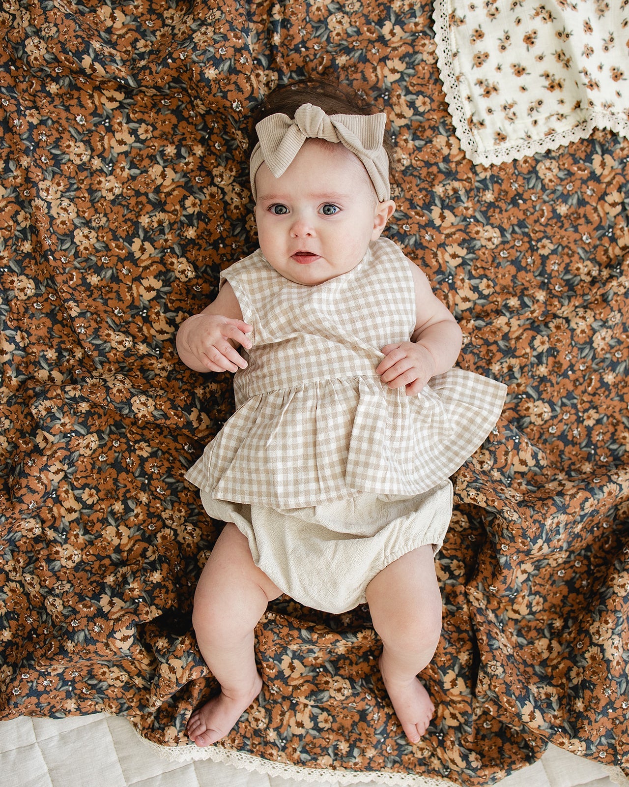 Oatmeal Gingham Peplum Set | Milk & Baby