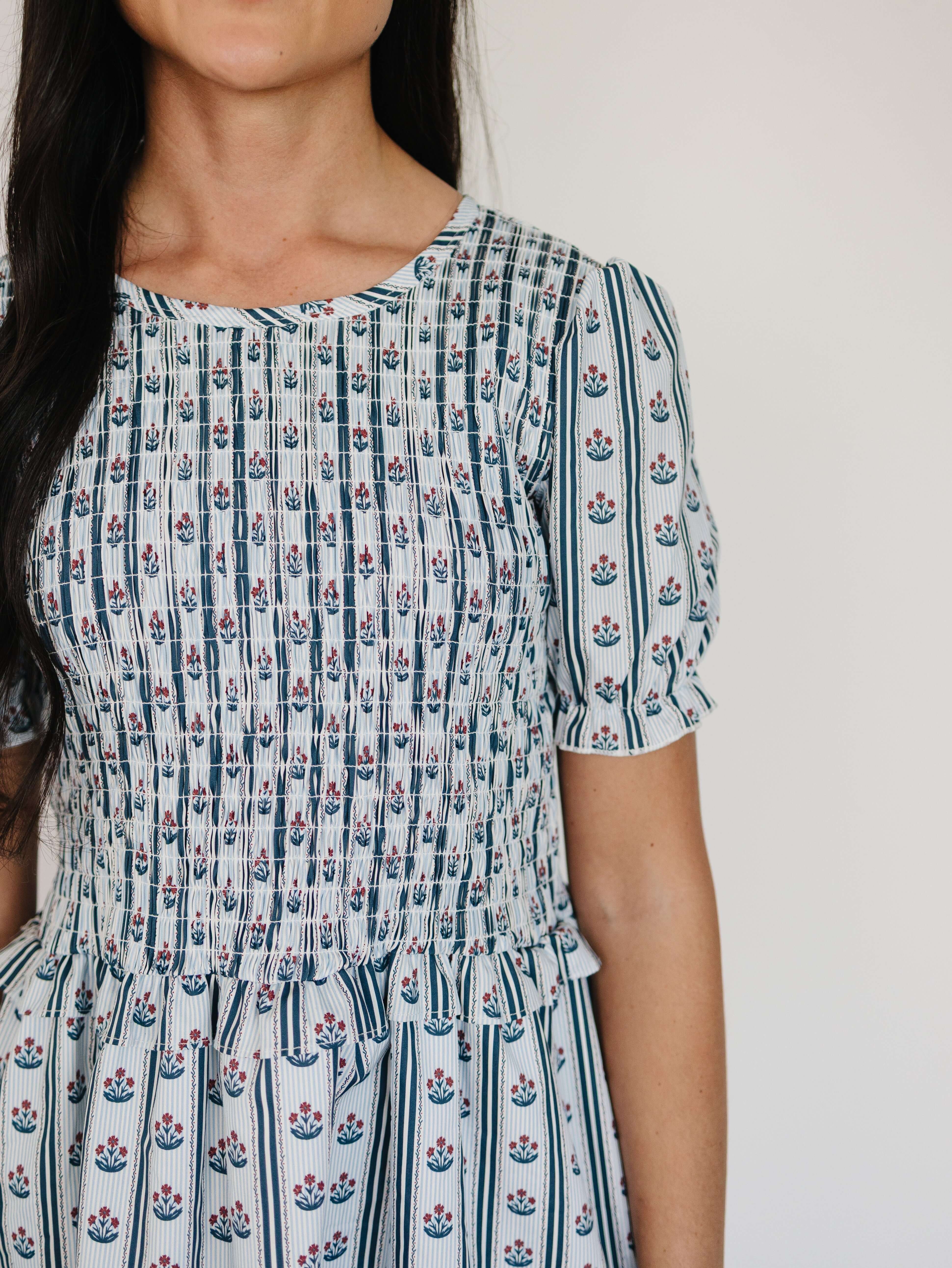 Block Print Floral Dress | Milk & Baby