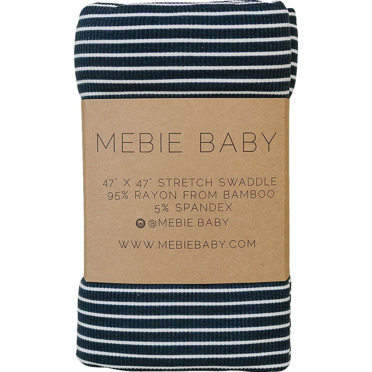 Navy Stripes Ribbed Bamboo Stretch Swaddle | Milk & Baby