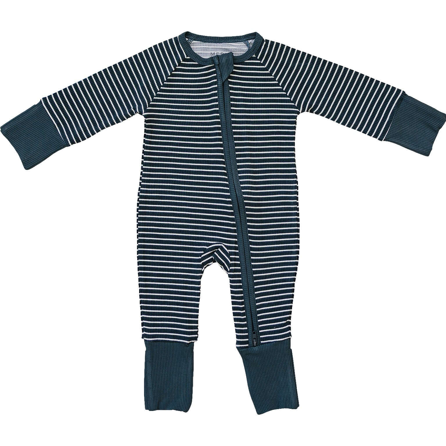 Navy Stripes Ribbed Bamboo Zipper | Milk & Baby