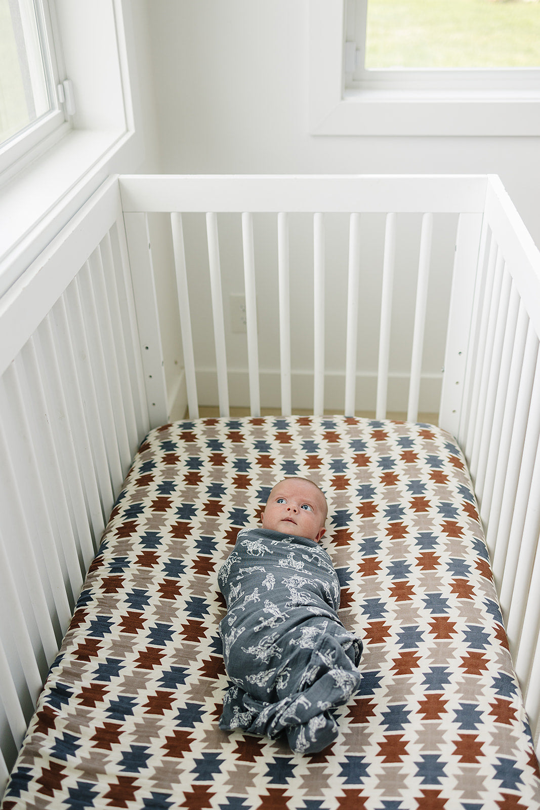 Western Aztec Muslin Crib Sheet | Milk & Baby
