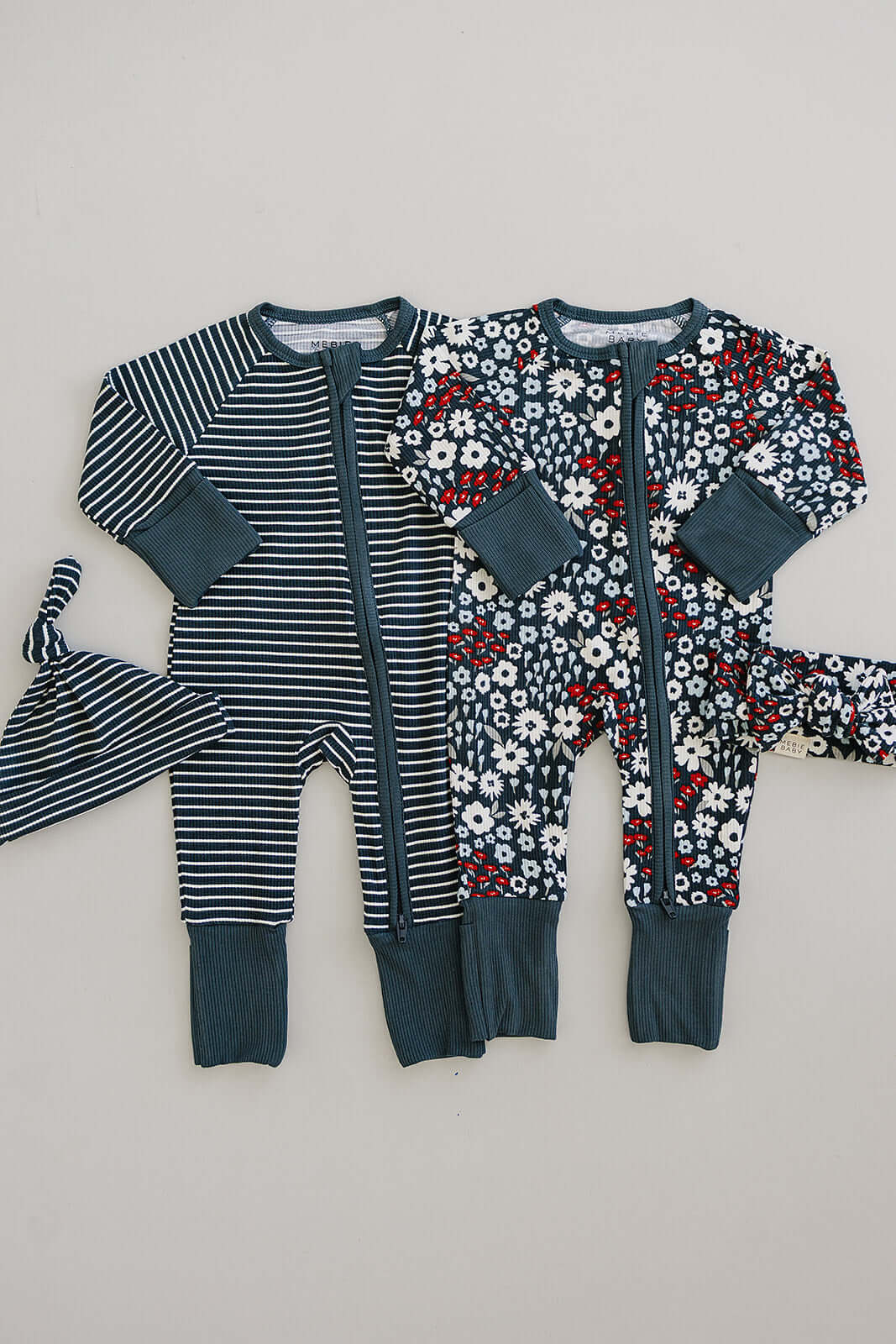 Navy Stripes Ribbed Bamboo Zipper | Milk & Baby