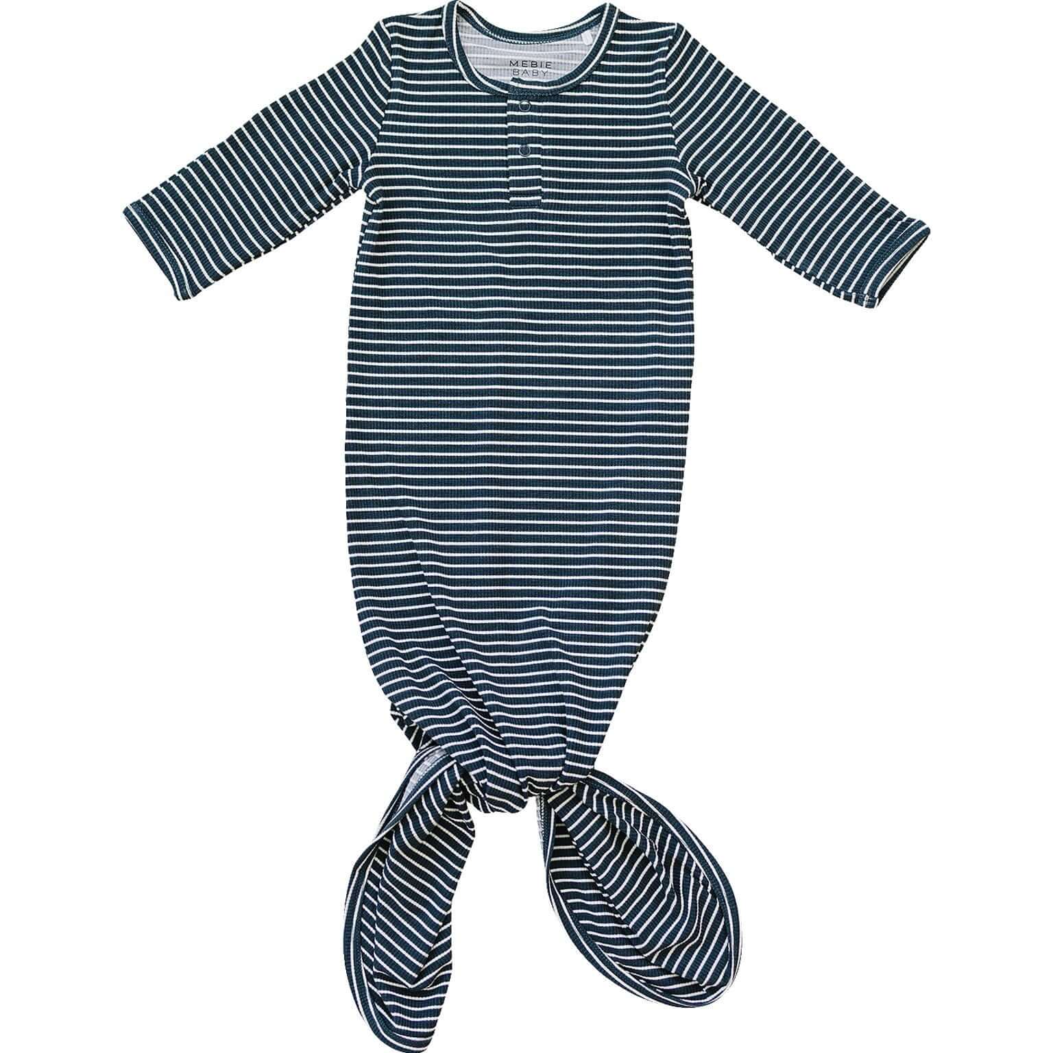 Navy Stripes Bamboo Knot Gown | Milk & Baby