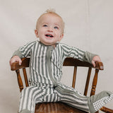 Green Stripe Bamboo Zipper