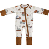 Construction Trucks Ribbed Bamboo Zipper | Milk & Baby