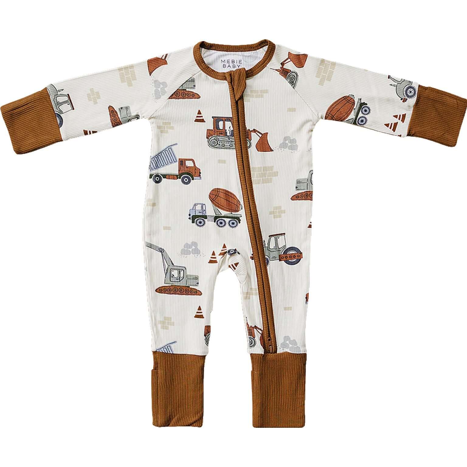 Construction Trucks Ribbed Bamboo Zipper | Milk & Baby