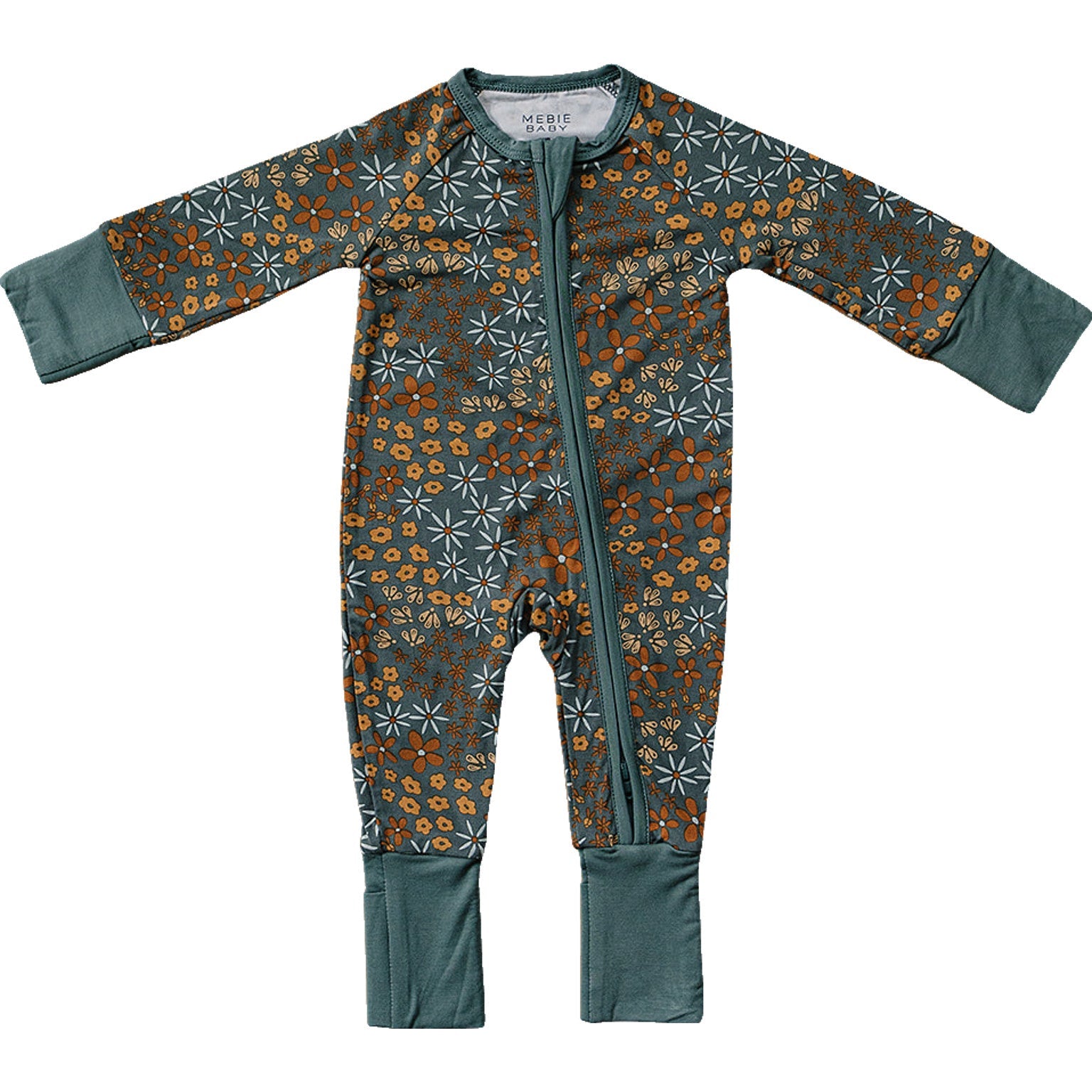 Navy Floral Bamboo Zipper | Milk & Baby