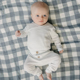 Blue Stripe Pointelle Layette Set | Milk & Baby