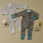 Navy Floral Bamboo Zipper | Milk & Baby