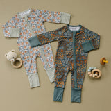 Navy Floral Bamboo Zipper | Milk & Baby