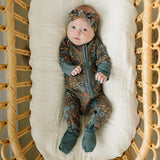Navy Floral Bamboo Zipper | Milk & Baby