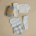Blue Stripe Pointelle Layette Set | Milk & Baby