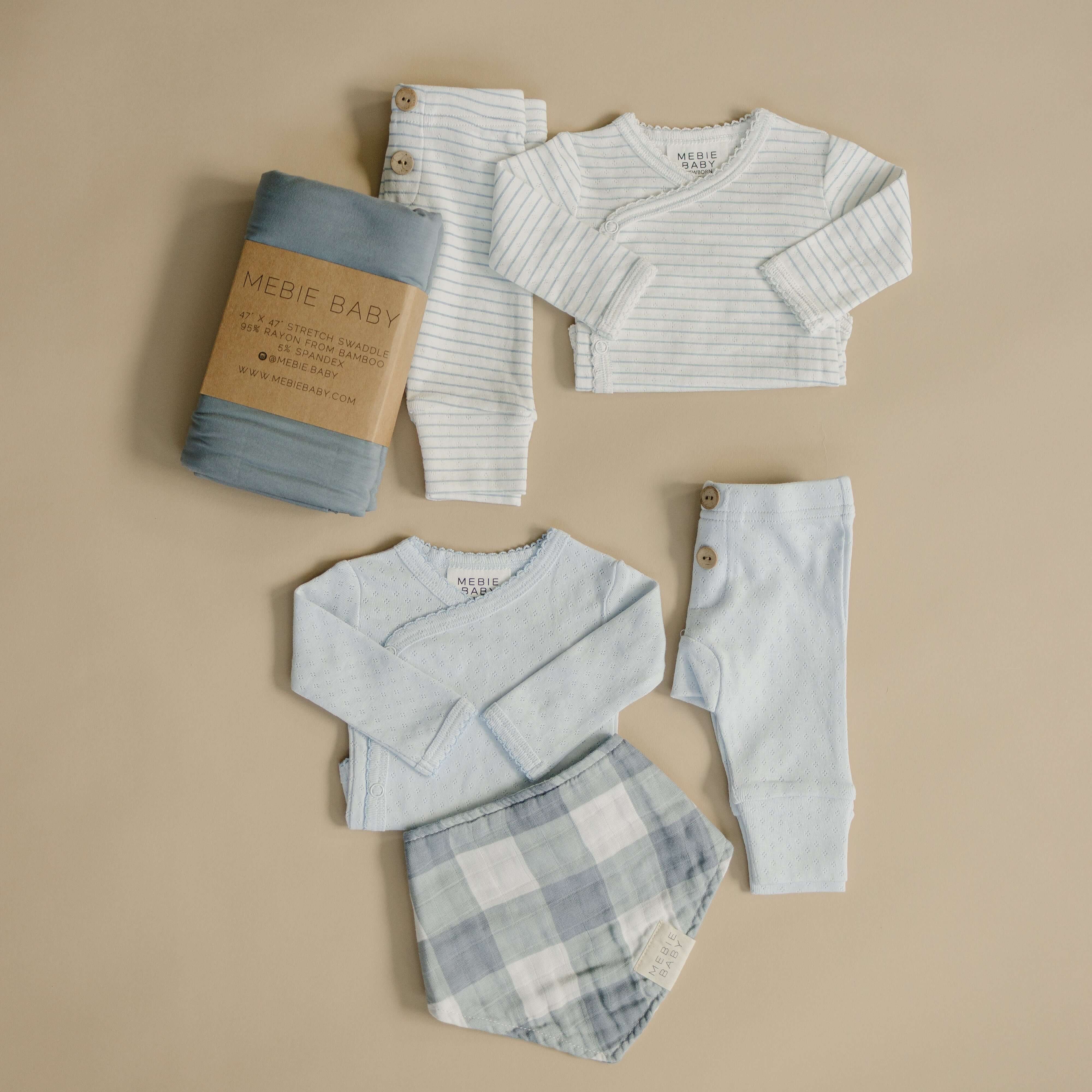 Blue Stripe Pointelle Layette Set | Milk & Baby