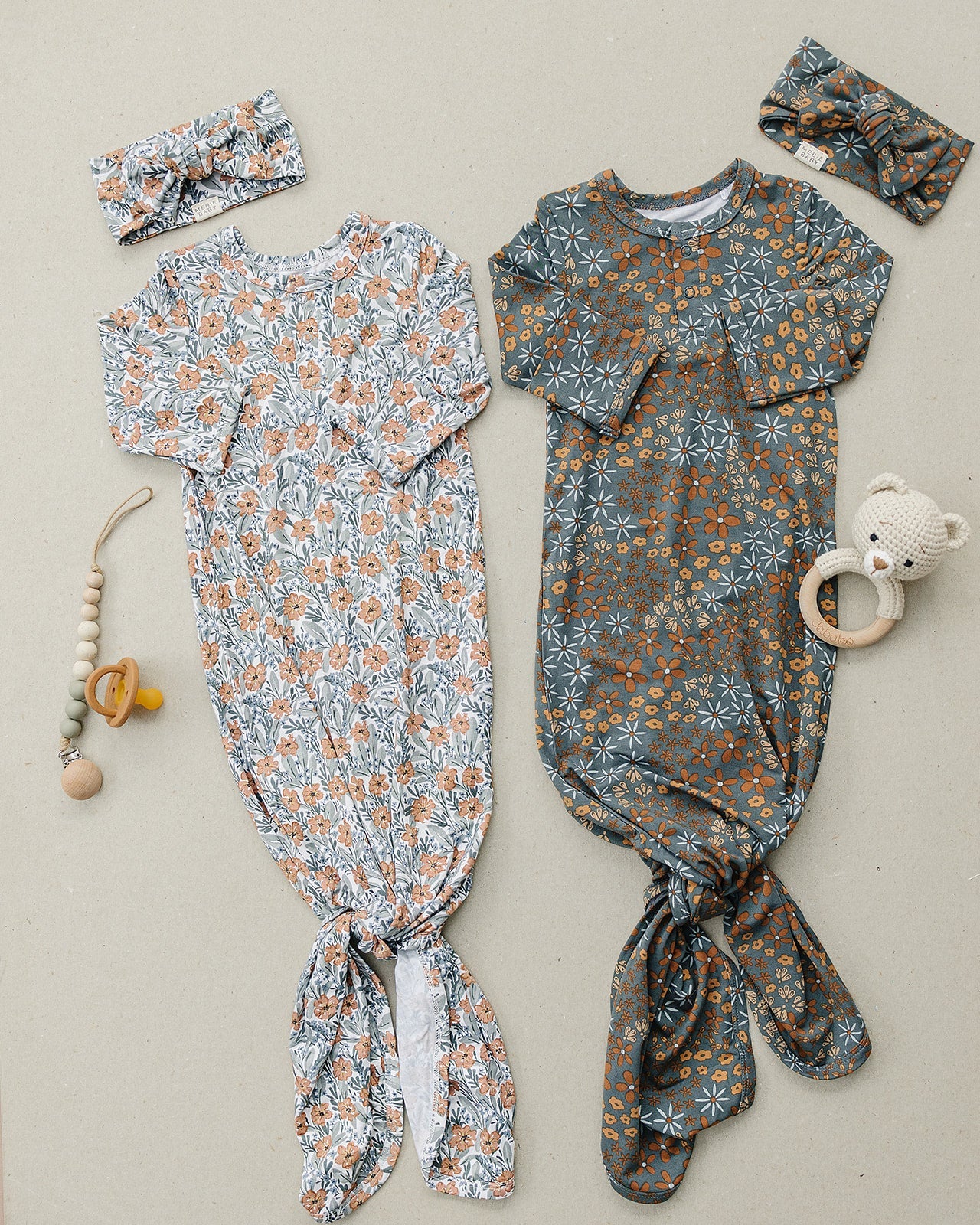 Navy Floral Bamboo Head Wrap | Milk & Baby