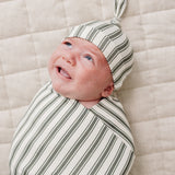 Green Stripe Bamboo Newborn Knot Hat