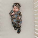 Navy Floral Bamboo Knot Gown | Milk & Baby