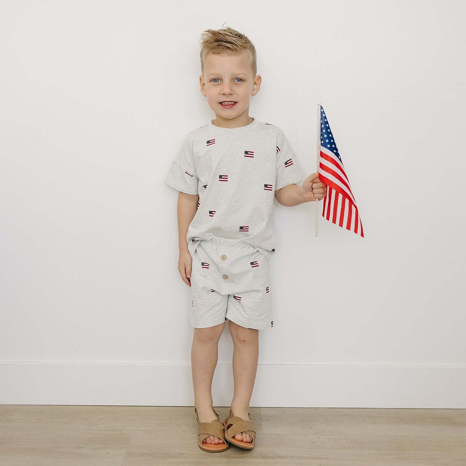 Flag Button Short Set | Milk & Baby