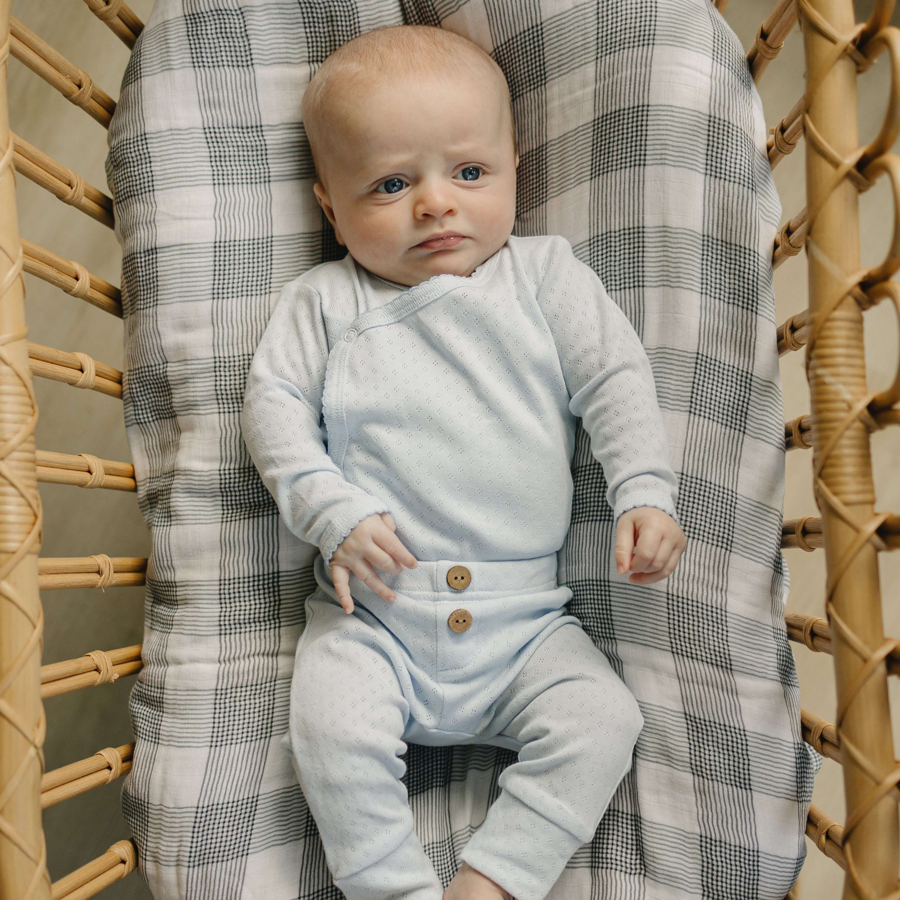 Blue Pointelle Layette Set | Milk & Baby